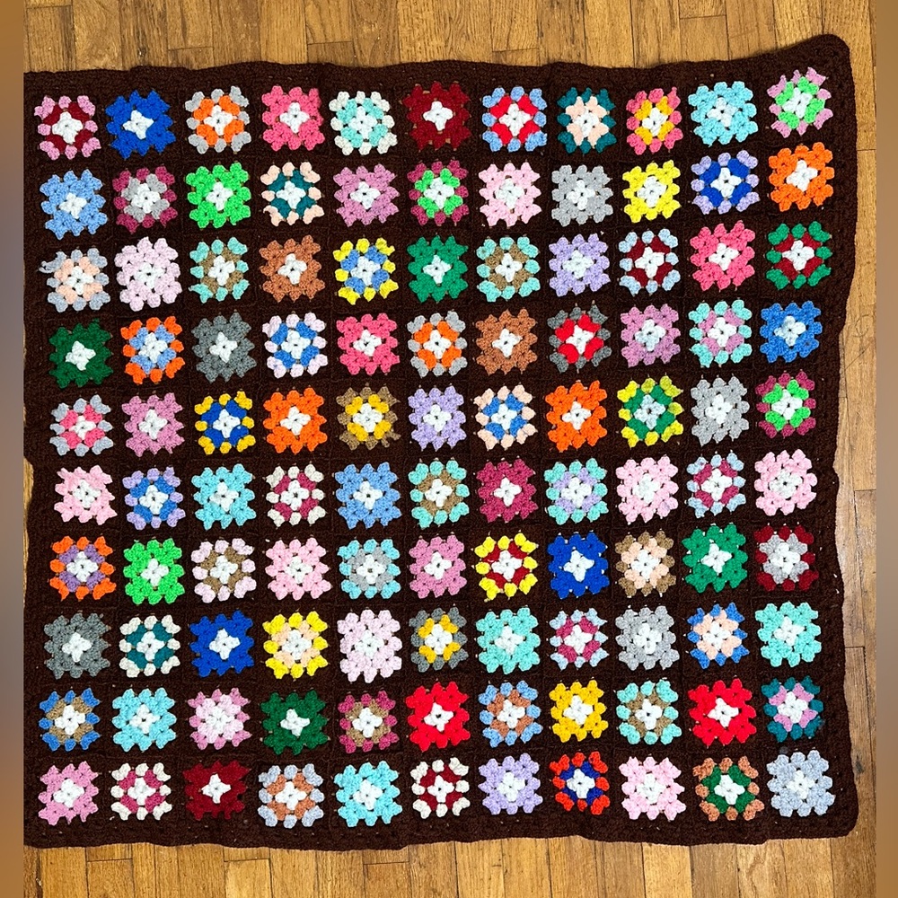 Handmade Granny Square Throw Blanket